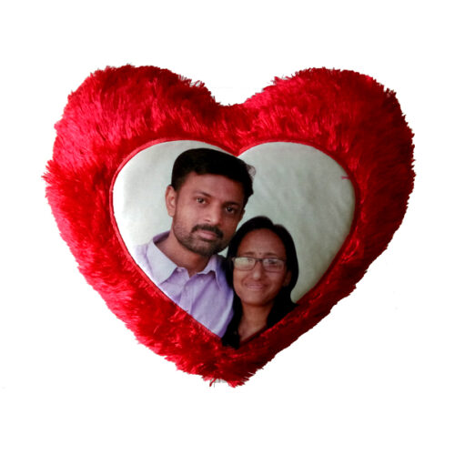 Personalised/Customised Photo Fur Red Pillow/Cushion for Valentine Day and Personalized Gifts