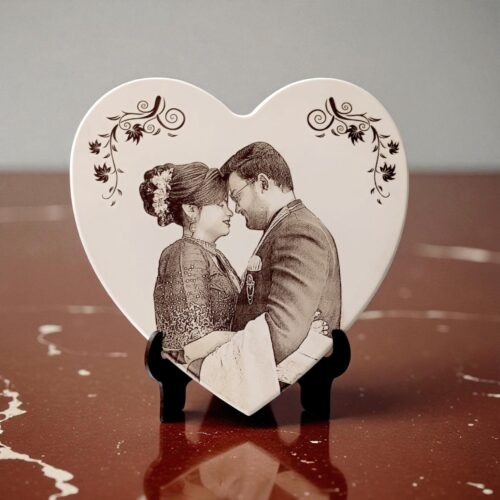Heart-Shaped Wooden Engraved Photo Frame