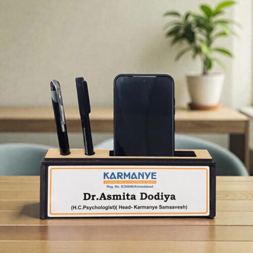 Desktop Organizer Pen Stand & Mobile Holder & Personalized Name Plate