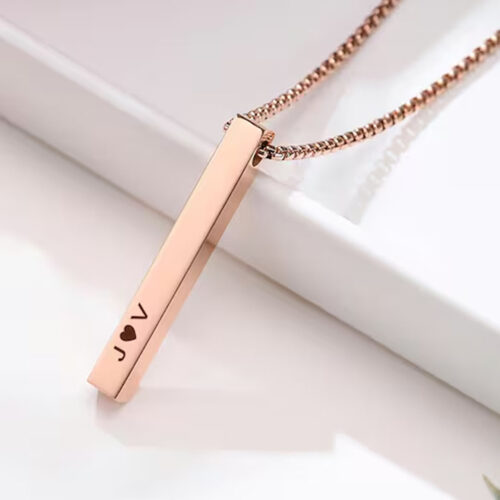 Rosegold Rhodium Plated Bar Pendant & Chain