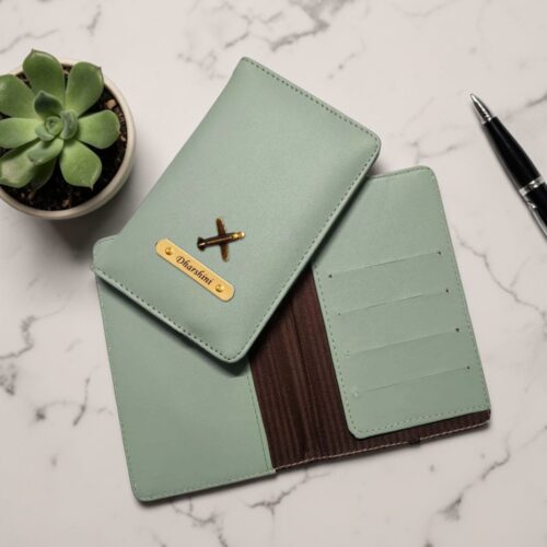 Personalized Passport Cover - Light Green