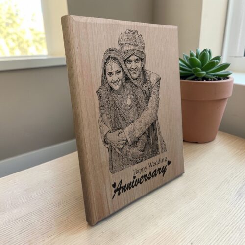 Laser Engraved Wooden photo frame for Marriage anniversary