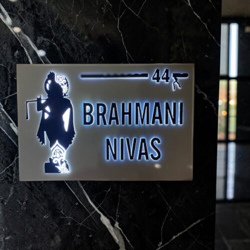 Door Name Plate Acrylic with Golden Latter Customize Names for Home