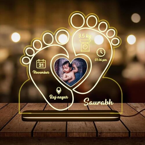 Personalized birthday LED Frame for kids, Son | Photo Frame with Customized Photo, Name and Date