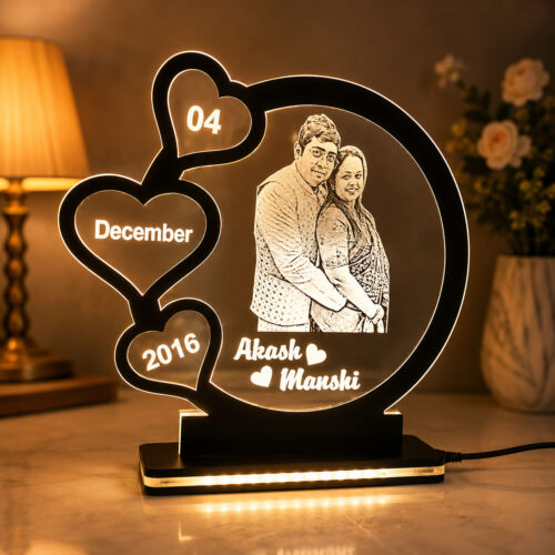 Customized Photo Frame Night Lamp Wedding Anniversary Gift, Couple, Wife, Husband, Parents.