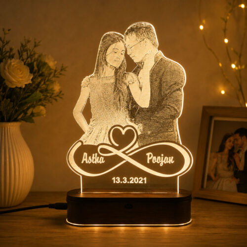 Personalized LED Frame for Couple | Photo Frame with Name, date and infinity love