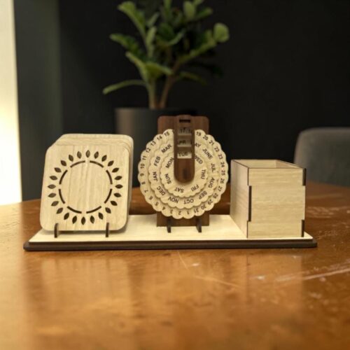 Wooden Pen stand with Calendar and T Costar