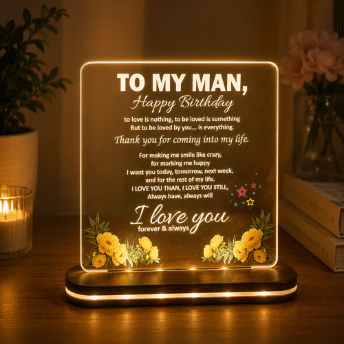 Personalized birthday LED Frame for Man | Photo Frame with Customized Photo, Name and Date | Wedding Anniversary Gift
