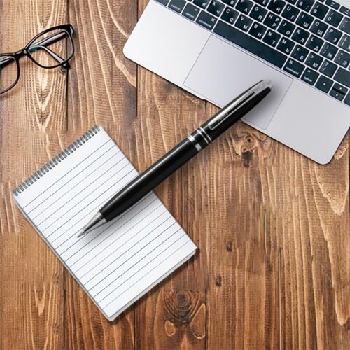 Black Body Color Cap Metal Body Ball Pen Blue, Fine Nib Gift Set for Men & Women, Executives, Office
