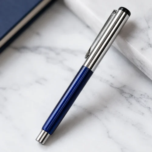Openable Cap Ball Pens – Glossy Blue Finish | Silver Cap