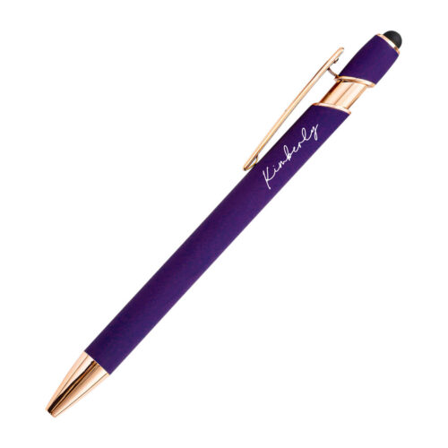 Purpel Ballpoint Pen with Stylus Tip, 1.0 mm Black Ink Metal Stylus Pens for Touch Screens, 2 in 1 Stylus Ballpoint Pens