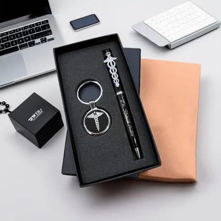 Personalized Name Metal Doctor Ball Pen & Key Chin Gift Set