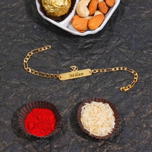 Personalized Om Metal Rakhi with Name | Om with Name rakhi for Brother | Bracelet Rakhi