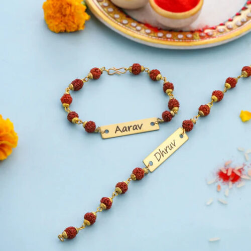 Customized Rakhi | Name Rakhi For Bhaiya | Customized Rudraksh Rakhi For Brother