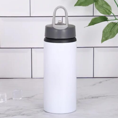 Aluminium Sipper Bottle with Straw, 750 ml, White, Leak-Proof Design for School and Outdoor Use